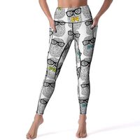 Nerdy Owl High Waisted Leggings for Women, Comfy Yoga Pants Workout Leggings with Pockets