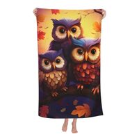 VANZEV Owl Beach Towel Cute Forest Animal Sand-Free Microfiber Bath Towel Ultra Soft Quick Dry Pool 