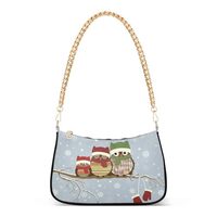 OTVEE Christmas Winter Owls Shoulder Bag for Women Small Handbag with Zipper Closure Purse for Women