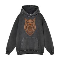 DUODUO Men's Acid Washe Hoodies Oversized owl Graphic Streetwear Vintage Pullover Top(owl -3XL)