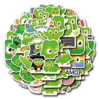 Duolingo Stickers 55pcs Cute Cartoon Green Owl Stickers for Kids Journals,Funny Language Practice Vi