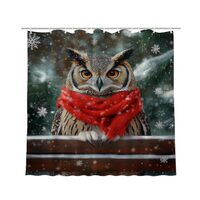 KEEPAEON 72x72 inch Winter Snowing Owl Shower Curtain Set Christmas Snowflake Forest Bathroom Curtai