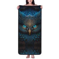 Bath Towels, Abstract Blue Owl Shower Towels for Bathroom, Highly Absorbent Soft Large Bath Towels, 