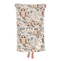 VODRM Charming Owl Beach Towel, 32x52in Microfiber Quick Dry Cute Bird Branches Floral Bath Towels, 