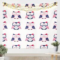 Feelyou Kids Cute Owl Wall Hanging Cartoon Animal Wall Blanket Kawaii Tapestry for Living Room Boys 