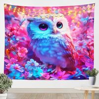 Erosebridal Cute Owl Tapestry Wall Hanging Medium 59X59 For Kids Boys Girls Room Decor,Kawaii Cartoo