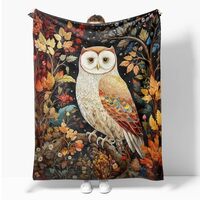 William Morris Throw Blanket for Couch Owl Gothic Animal Soft Fleece Blanket for Bed Vintage Floral 