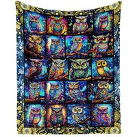 Soft Flannel Owl Throw Blanket for Teens, Adults, Women, Men - Warm All-Season Blanket for Lap, Chai