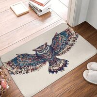 Xukor Bathroom Rugs, Boho Ethnic Owl 1 Bath Mat Soft Absorbent Door Mat, Non-Slip Bath Rug for Floor