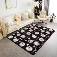 Feelyou Black Pink Grey Owl Living Room Rugs Area Rug 5x7 3D Animal Printed Decorative Carpet for Bo
