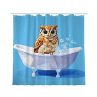 KEEPAEON Funny Owl Shower Curtain 72Wx72H Inch Owl Bathing in Bathtub Cute Animal Puppy Pet Hilariou