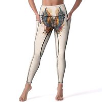 High Waisted Leggings for Women, Colorful Owl Tattoo Art Soft Yoga Pants Workout Leggings with Pocke