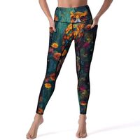 High Waisted Leggings for Women, Colorful Owl Forest Soft Yoga Pants Workout Leggings with Pockets