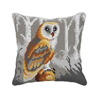 Wizardi Cushion Cross Stitch kit "Owl" 99015 Orchidea