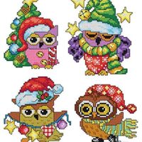 Wizardi Counted Cross Stitch kit with Plastic Canvas "Owl" Set of 4 Designs 7651 Orchidea