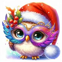 Christmas Owl with Santa Hat Decal Sticker for Drink Tumblers, Adorable Funny Laptop Decals, Binders