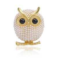 Lovely Pearl Owl Brooch Pins For Women Men Fashion Gold Cartoon Insect Bird Badge Lapel For Cloth Su