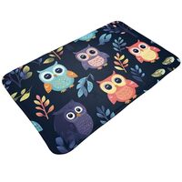 Xukor Bathroom Rugs, Cute Owl Leaves 7 Bath Mat Soft Absorbent Door Mat, Non-Slip Bath Rug for Floor