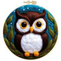Dog Cat Owl Animals DIY Needle Felting Starter Kit Beginner Needle Felt Kit Photo Frame, Foam Mat, W