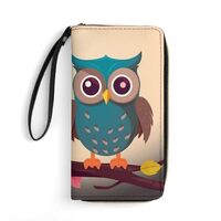 AQRJLPM Cute Owls Wallet Leather Zipper Around Clutch Wallet Large Capacity Purse with Wristlet Stra