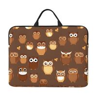 Cute Brown Cartoon Owl Print Laptop Sleeve,Laptop Case with Handle,14 Inch Fashion Laptop Case Bag,T