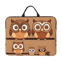 Cute Big Brown Cartoon Owls Print Laptop Sleeve,Laptop Case with Handle,14 Inch Fashion Laptop Case 