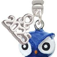 Delight Jewelry Resin Blue Snow Owl - Silver-tone Clip on Charm with Mini Year 2025