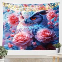 Erosebridal Girls Owl Large 59X82 Inches Tapestry Pink Flowers Tapestry for Bedroom for Kids Boys Bi