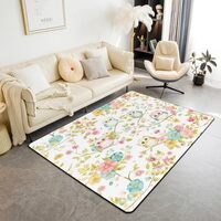 Feelyou Owl Area Rug 3x5 Kids Colorful Floral Owls Living Room Rugs for Bedroom for Boys Girls Teens