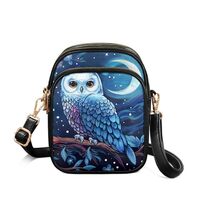 Entornuest Owl Moon Crossbody Bag For Women Pocketbooks Shoulder Bags Handbags Multi Zipper Pockets 