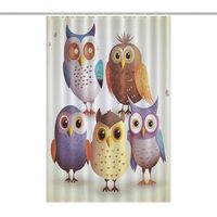 FZQVSWTX Shower Bath Curtain Bathroom Waterproof Polyester Owls Birds Printed Heavy Duty Long Curtai