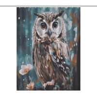 FZQVSWTX Shower Bath Curtain Bathroom Waterproof Polyester Animal Cute Owl Printed Heavy Duty Long C