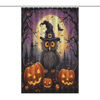 FZQVSWTX Shower Bath Curtain Bathroom Waterproof Polyester Halloween Owl Ghost Pumpkin Printed Heavy