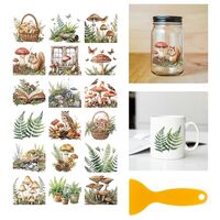 GLOBLELAND 18 Sheets Mushrooms Ferns Rub on Transfer 3.9x3.6inch Colorful Squirrels Owls Butterflies