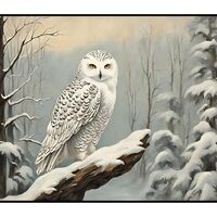 Posterizer 1 pcs - snowy winter scene of a white owl - oil painting style 1 - Art for Animal Lovers 