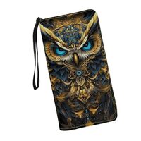 JUDENTIDOS Mandala Owl Wristlet Clutch Cell Phone Wallet for Women's PU Leather Card Holder Mul