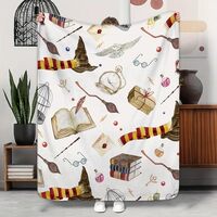 Kalmico Magical Witchy Kids Blanket Birthday for Women Kids Book Hat Wizard Mysterious Boys Girls Sk