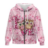 Showudesigns Cute Owl Zip Up Jackets for Women Trendy Sweatshirts Graphic Hoodies with Zipper Valent