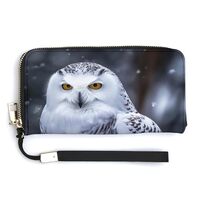 AQRJLPM Arctic Owl Wallet Leather Zipper Around Clutch Wallet Large Capacity Purse with Wristlet Str