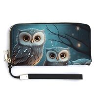 AQRJLPM Owl on Tree Wallet Leather Zipper Around Clutch Wallet Large Capacity Purse with Wristlet St