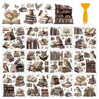 arricraft 12 Sheets Owl Rub on Transfers for Crafts, Vintage Books Rub on Transfer Stickers PVC Rub 