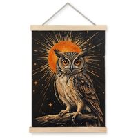 JINYO Mystical Witchy Owl Moon Night Wall Art Poster, Owl Wall Decor, Witchy Wall Decor, Modern Maje