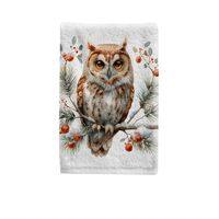 ALAZA Hand Towel Set of 1 100% Cotton Bath Towels Owl Snow for Bathroom Housewarming Decor Gifts