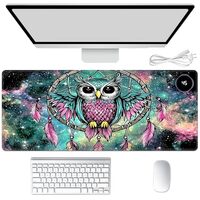 Heated Mouse Pad Hand Warmer, Warm Desk Pad Mousepad Desk Mat with 3 Levels Heating and Auto Shut Do