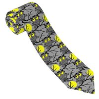 DXITROMI Ties for Men - Comfort Moon Owl - Gray Men'S Neckties for Business Father's Day W