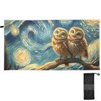 TSENQUE Cute Beach Towels Sandproof Owls Starry Night Floral Large Beach Towels Oversized Quick Dry 