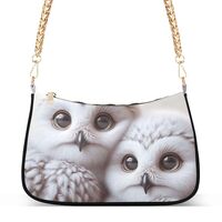 Custom Snowy Owls Cute Hobo Evening Purse Women Clutch Handbag Painting Shoulder Handbag