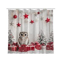 KEEPAEON Christmas Owl Shower Curtain, Merry Christmas Shower Curtains for Bathroom, Winter Farmhous