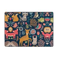 Carpet 80x58 in Area Rug – Owl Rabbit Bird Fox Print Carpet for Living Room, Offi