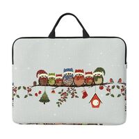 Cute Christmas Owls On Branch Print Water-Resistant 14-in Laptop Bag Laptop Carrying Case with Prote